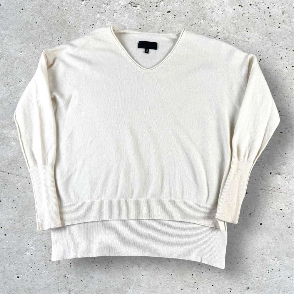 Nili Lotan V-Neck 100% Cashmere‎ Sweater Jumper Ivory Cream Sz S